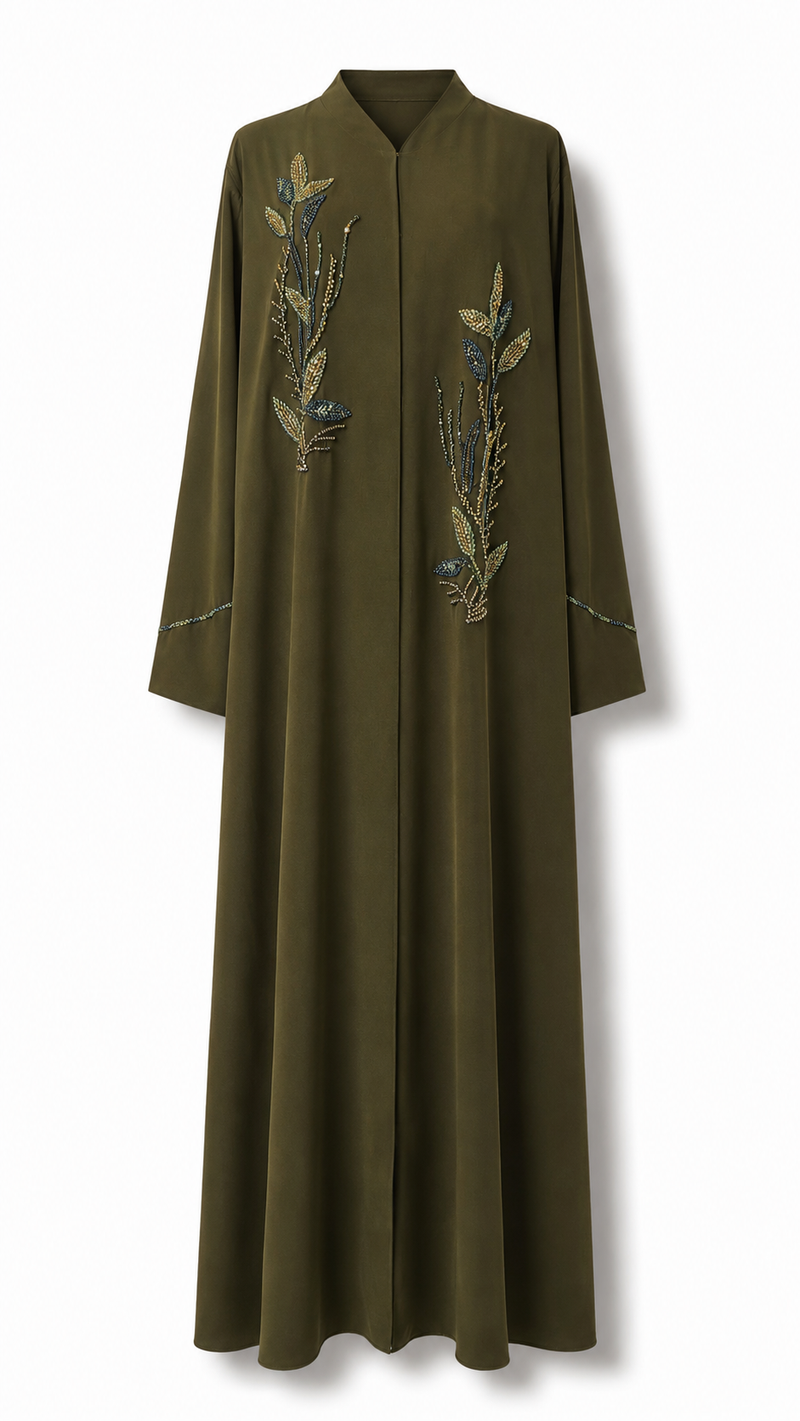 Beaded Olive Crepe