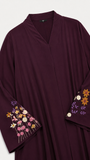 Embroidered Sleeve Eggplant