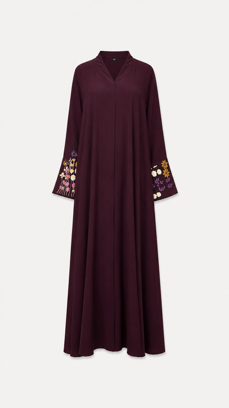 Embroidered Sleeve Eggplant