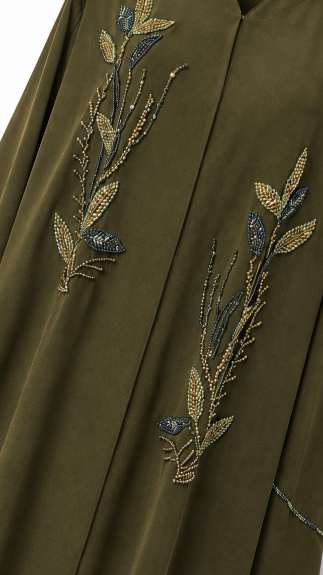 Beaded Olive Crepe