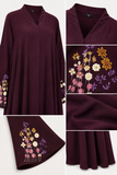 Embroidered Sleeve Eggplant
